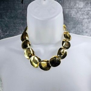 Vintage Petal Necklace Choker Goldtone Statement Estate Jewelry 17"